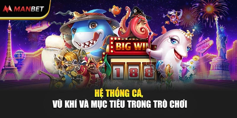 Hệ thống cá, vũ khí và mục tiêu trong trò chơi